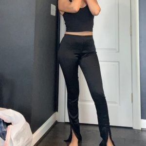 Black ankle slit pants